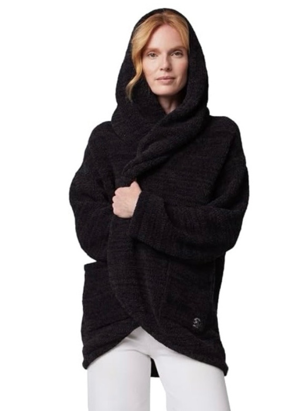 Kashwere Heather Oversized Hooded Coat Sweater Black Charcoal NWT OS